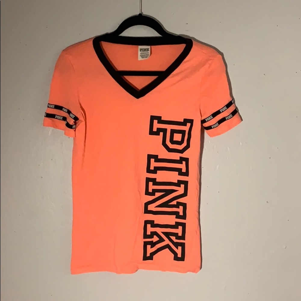 VS PINK pink tee shirt with black detail